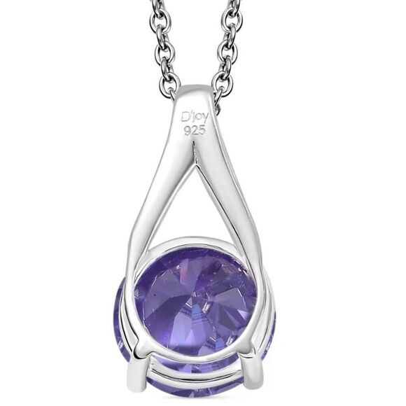 Simulated Blue Diamond 6.50 ctw Solitaire Pendant Necklace New - Picture 5 of 6